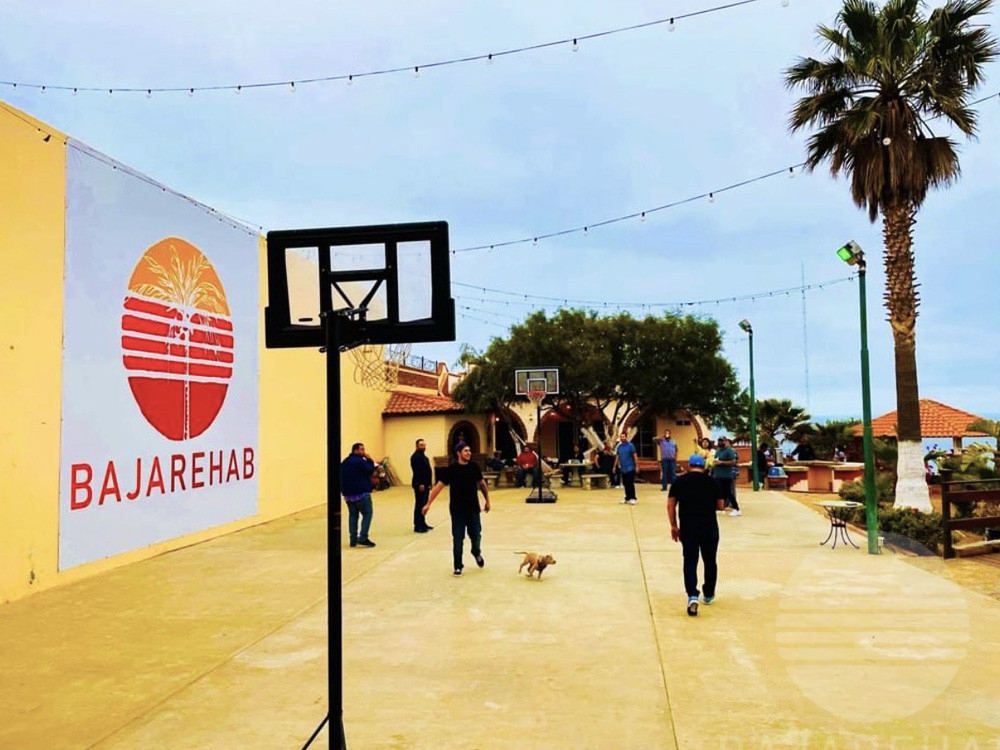 playing basketball outside